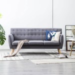 vidaXL Canapea 3 locuri, tapițerie textilă, 172x70x82 cm, gri deschis vidaXL Canapea 3 locuri, tapițerie textilă, 172x70x82 cm, gri deschis