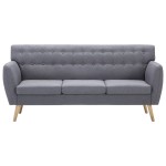 vidaXL Canapea 3 locuri, tapițerie textilă, 172x70x82 cm, gri deschis vidaXL Canapea 3 locuri, tapițerie textilă, 172x70x82 cm, gri deschis