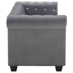 vidaXL Canapea Chesterfield cu 3 locuri, catifea, 199x75x72 cm, gri vidaXL Canapea Chesterfield cu 3 locuri, catifea, 199x75x72 cm, gri