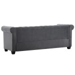 vidaXL Canapea Chesterfield cu 3 locuri, catifea, 199x75x72 cm, gri vidaXL Canapea Chesterfield cu 3 locuri, catifea, 199x75x72 cm, gri