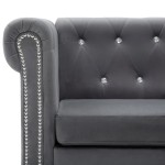 vidaXL Canapea Chesterfield cu 3 locuri, catifea, 199x75x72 cm, gri vidaXL Canapea Chesterfield cu 3 locuri, catifea, 199x75x72 cm, gri