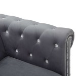 vidaXL Canapea Chesterfield cu 3 locuri, catifea, 199x75x72 cm, gri vidaXL Canapea Chesterfield cu 3 locuri, catifea, 199x75x72 cm, gri
