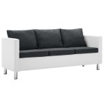 vidaXL, Canapea cu 3 locuri, piele ecologică, alb și gri închis