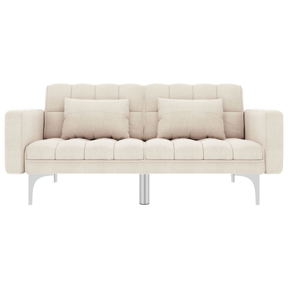 vidaXL Canapea extensibilă, crem, material textil