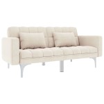 vidaXL Canapea extensibilă, crem, material textil vidaXL Canapea extensibilă, crem, material textil