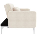 vidaXL Canapea extensibilă, crem, material textil vidaXL Canapea extensibilă, crem, material textil