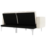 vidaXL Canapea extensibilă, crem, material textil vidaXL Canapea extensibilă, crem, material textil