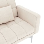 vidaXL Canapea extensibilă, crem, material textil vidaXL Canapea extensibilă, crem, material textil