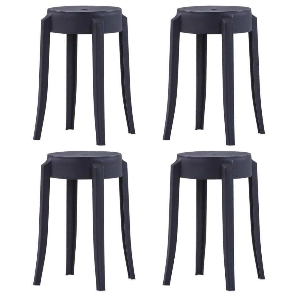 vidaXL Scaune stivuibile 4 buc., negru, plastic