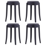 vidaXL Scaune stivuibile 4 buc., negru, plastic