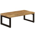 vidaXL Măsuță de cafea, 100x50x35 cm, lemn masiv de mango și oțel vidaXL Măsuță de cafea, 100x50x35 cm, lemn masiv de mango și oțel