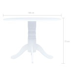 vidaXL Masă de bucătărie, alb, 106 cm, lemn masiv de hevea