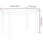 vidaXL Masă de bucătărie, alb, 114 x 71 x 75 cm, lemn masiv de hevea