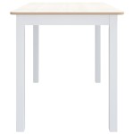 vidaXL Masă de bucătărie alb și maro 114x71x75 cm lemn masiv de hevea