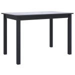 vidaXL Masă de bucătărie, negru, 114 x 71 x 75 cm, lemn masiv de hevea