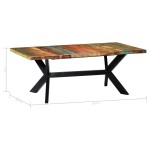 vidaXL Masă de bucătărie, 200 x 100 x 75 cm, lemn masiv reciclat vidaXL Masă de bucătărie, 200 x 100 x 75 cm, lemn masiv reciclat