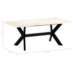vidaXL Masă de bucătărie, alb, 180x90x75 cm, lemn masiv de mango