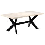 vidaXL Masă de bucătărie, alb, 180x90x75 cm, lemn masiv de mango