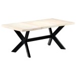 vidaXL Masă de bucătărie, alb, 180x90x75 cm, lemn masiv de mango