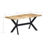 vidaXL Masă de bucătărie, 160x80x75cm, lemn masiv de mango nefinisat vidaXL Masă de bucătărie, 160x80x75cm, lemn masiv de mango nefinisat