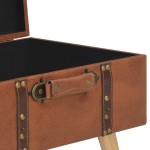 vidaXL Taburet cu depozitare, 40 cm, cafeniu-roșiatic, piele ecologică
