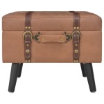vidaXL Taburet cu depozitare, 40 cm, maro, piele ecologică