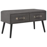 vidaXL Măsuță de cafea, gri, 80 x 40 x 46 cm, piele ecologică vidaXL Măsuță de cafea, gri, 80 x 40 x 46 cm, piele ecologică