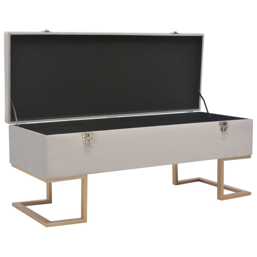 vidaXL Banchetă cu un compartiment de depozitare gri 105 cm catifea