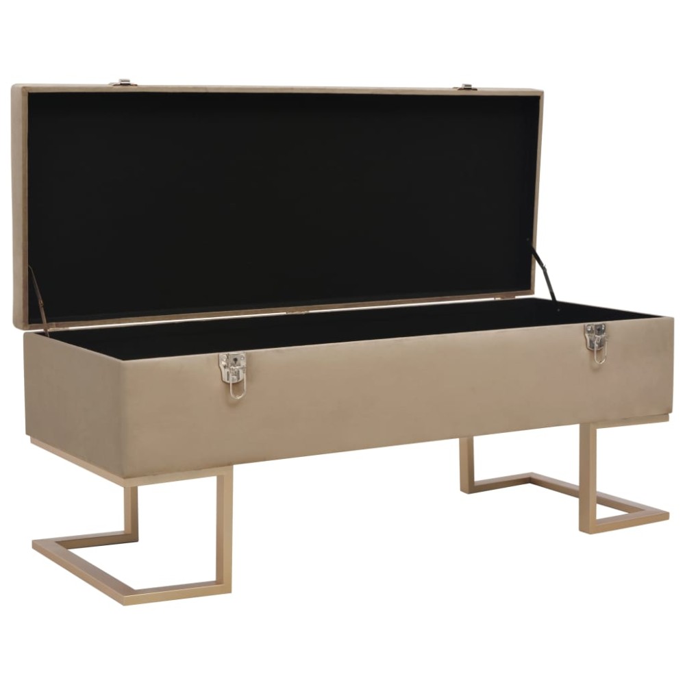vidaXL Banchetă cu un compartiment de depozitare bej 105 cm catifea