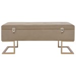 vidaXL Banchetă cu un compartiment de depozitare bej 105 cm catifea