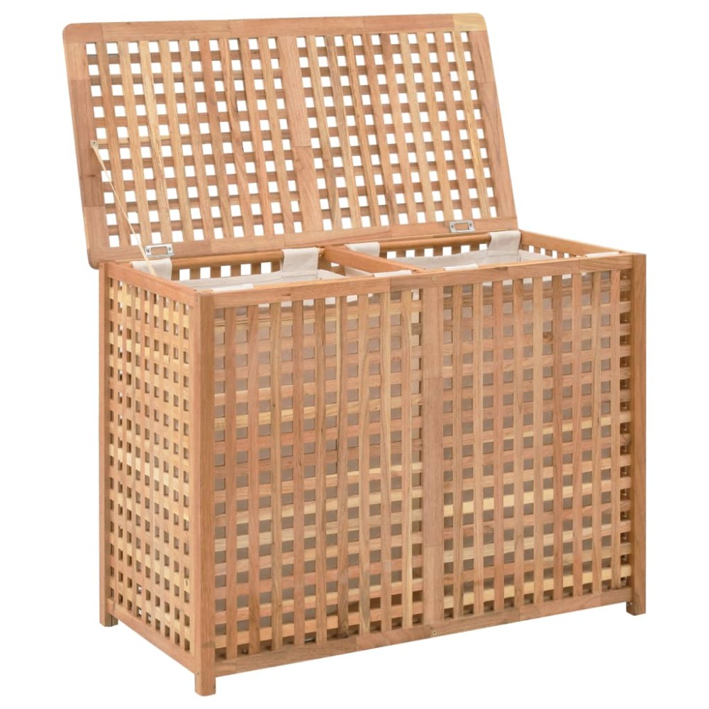 vidaXL Coș de rufe, 87,5x46x67 cm, lemn masiv de nuc