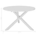 vidaXL Masă de bucătărie, alb, 120 x 75 cm, MDF