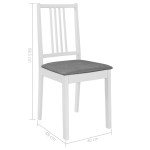 vidaXL Scaune de bucătărie cu perne, 4 buc., alb, lemn masiv