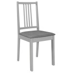 vidaXL Scaune de bucătărie cu perne, 4 buc., gri, lemn masiv vidaXL Scaune de bucătărie cu perne, 4 buc., gri, lemn masiv