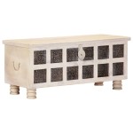 vidaXL Ladă de depozitare, alb, 110x40x45 cm, lemn masiv de acacia vidaXL Ladă de depozitare, alb, 110x40x45 cm, lemn masiv de acacia