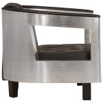 vidaXL Fotoliu aviator, negru, piele naturală