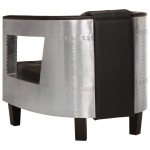 vidaXL Fotoliu aviator, negru, piele naturală