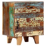vidaXL Noptieră sculptată manual, 40 x 30 x 50 cm, lemn masiv reciclat
