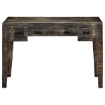 vidaXL Birou, negru, 110 x 50 x 75 cm, lemn masiv de mango
