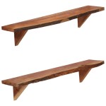 vidaXL Rafturi de perete, 2 buc., 90x20x18 cm, lemn masiv de acacia
