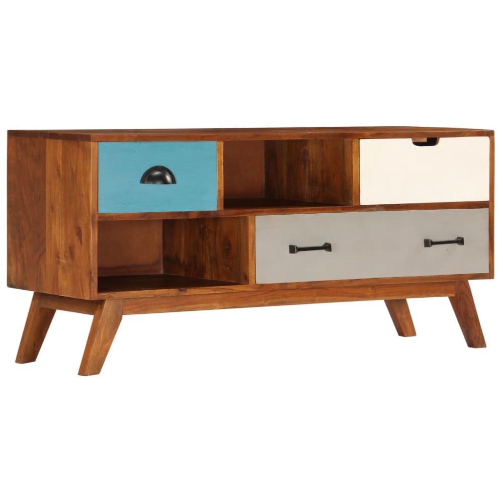 vidaXL Comodă TV cu 3 sertare, 110x35x50 cm, lemn masiv acacia
