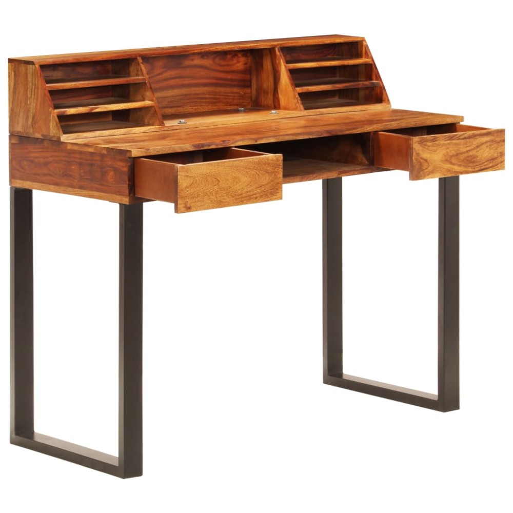 vidaXL Birou, 110x50x94 cm, lemn masiv de acacia și oțel