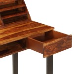 vidaXL Birou, 110x50x94 cm, lemn masiv de acacia și oțel vidaXL Birou, 110x50x94 cm, lemn masiv de acacia și oțel