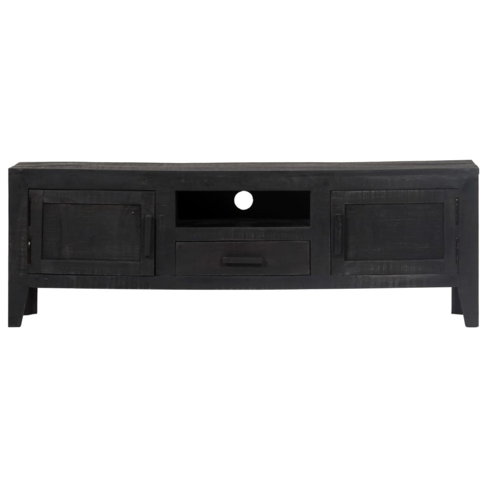 vidaXL Comodă TV, negru, 118 x 30 x 40 cm, lemn masiv de mango