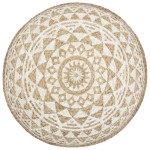 vidaXL Taburet lucrat manual, alb, 45 x 30 cm, iută