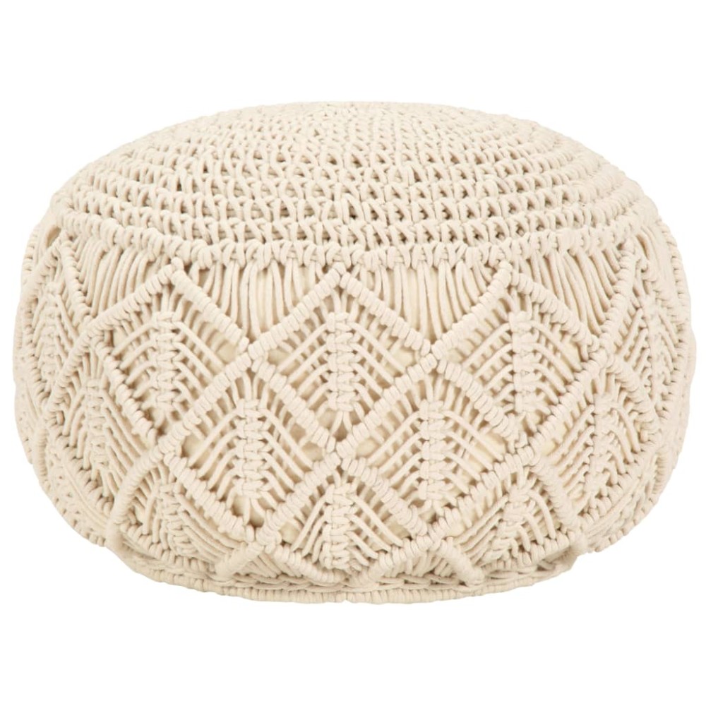 vidaXL Taburet puf macrame lucrat manual, 45 x 30 cm, bumbac