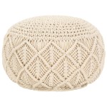 vidaXL Taburet puf macrame lucrat manual, 45 x 30 cm, bumbac vidaXL Taburet puf macrame lucrat manual, 45 x 30 cm, bumbac