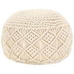 vidaXL Taburet puf macrame lucrat manual, 45 x 30 cm, bumbac vidaXL Taburet puf macrame lucrat manual, 45 x 30 cm, bumbac
