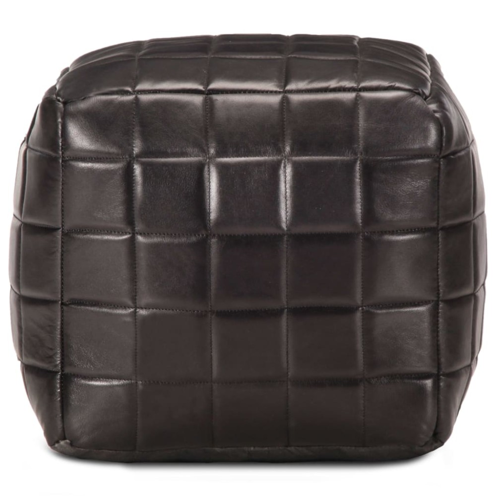 vidaXL Fotoliu puf, negru, 40 x 40 x 40 cm, piele naturală de capră