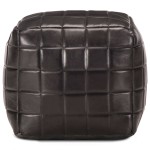 vidaXL Fotoliu puf, negru, 40 x 40 x 40 cm, piele naturală de capră